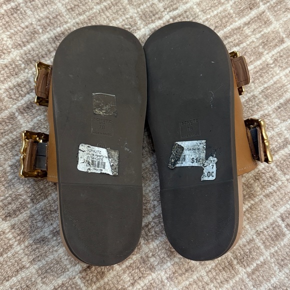 SCHUTZ Tan Sandals with Gold Accents - Picture 3 of 3